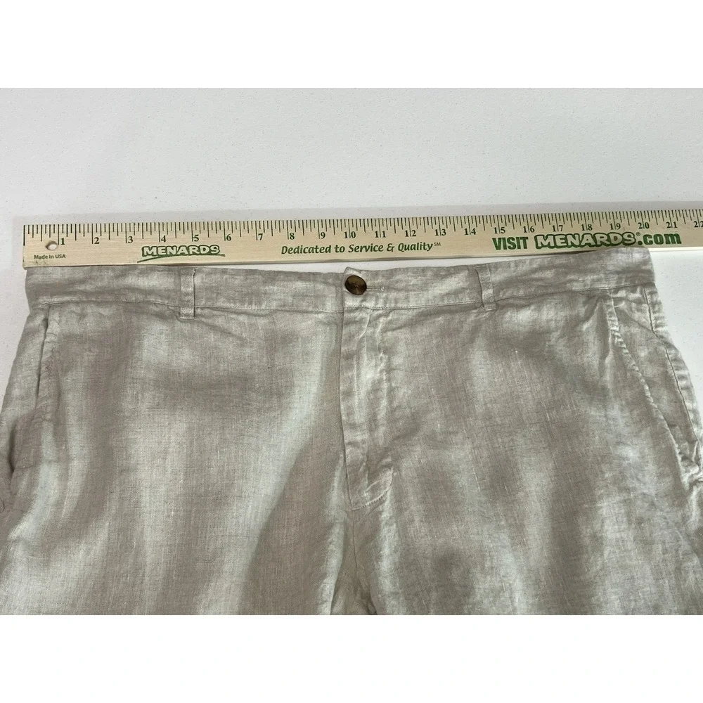 Club Room Luxury 100% Linen Men's 38x30 Flat Front Pants Beige Resort Vacation
